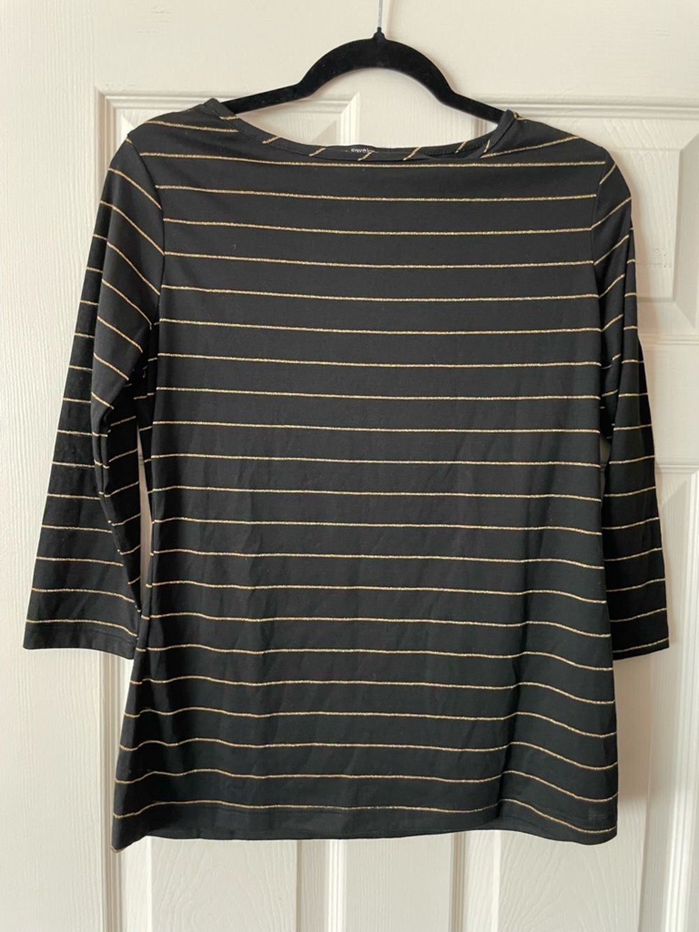 Green Envelope Black and Gold Striped Shirt